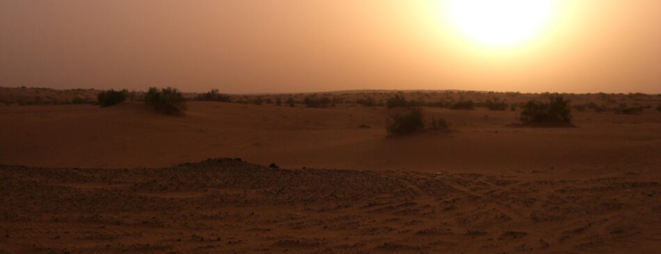 Desert of Saudi Arabia at sun down.