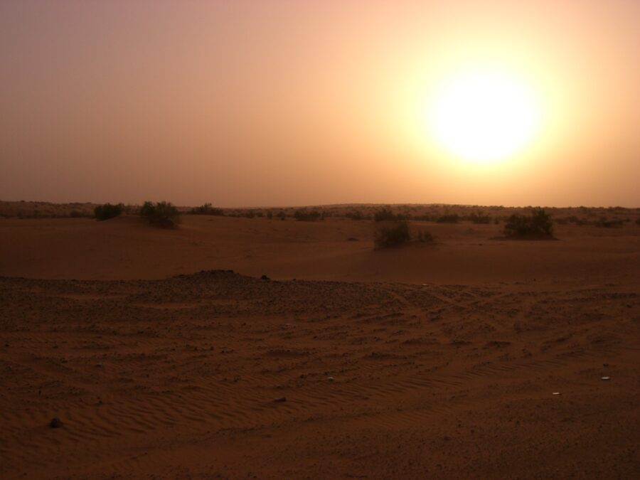 Desert of Saudi Arabia at sun down.